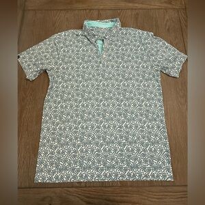 Swannies Men’s Golf Polo Shirt Size M | Floral Microprint | Blue White | Stretch